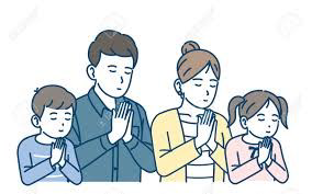 Illustration of community members gathered in prayer